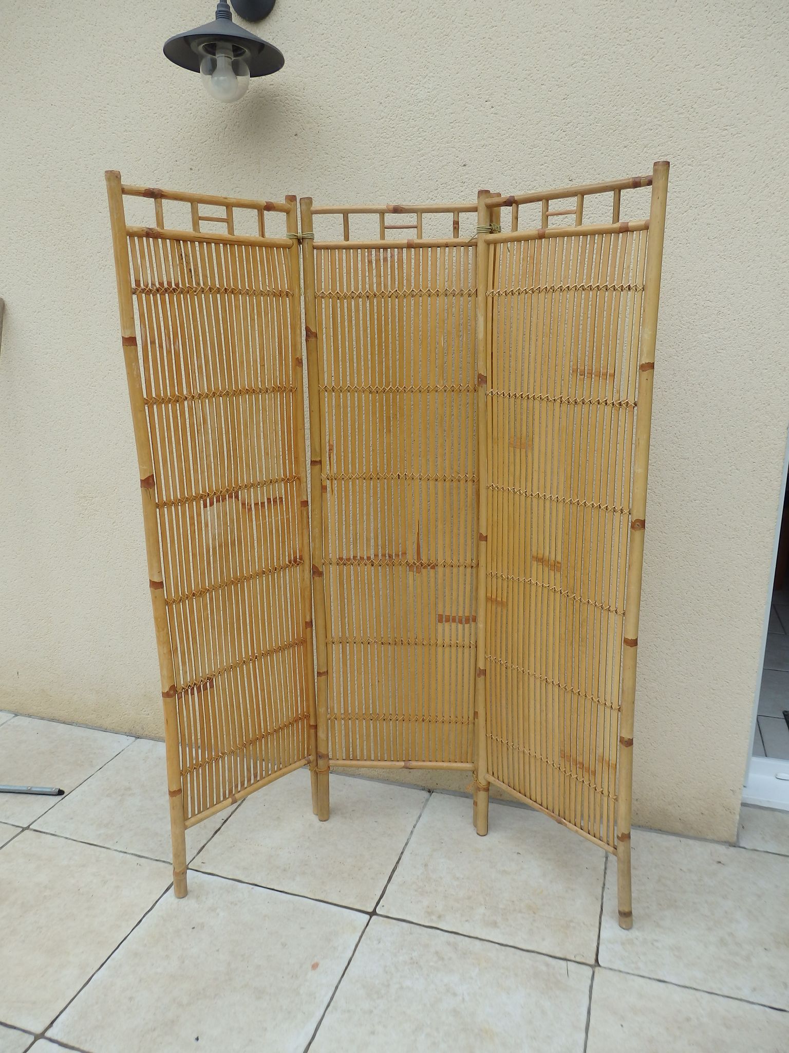 Paravent vintage année 60 rotin bambou