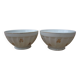 Lot 2 anciens bols côtelés en porcelaine de Longchamp blancs à décor doré