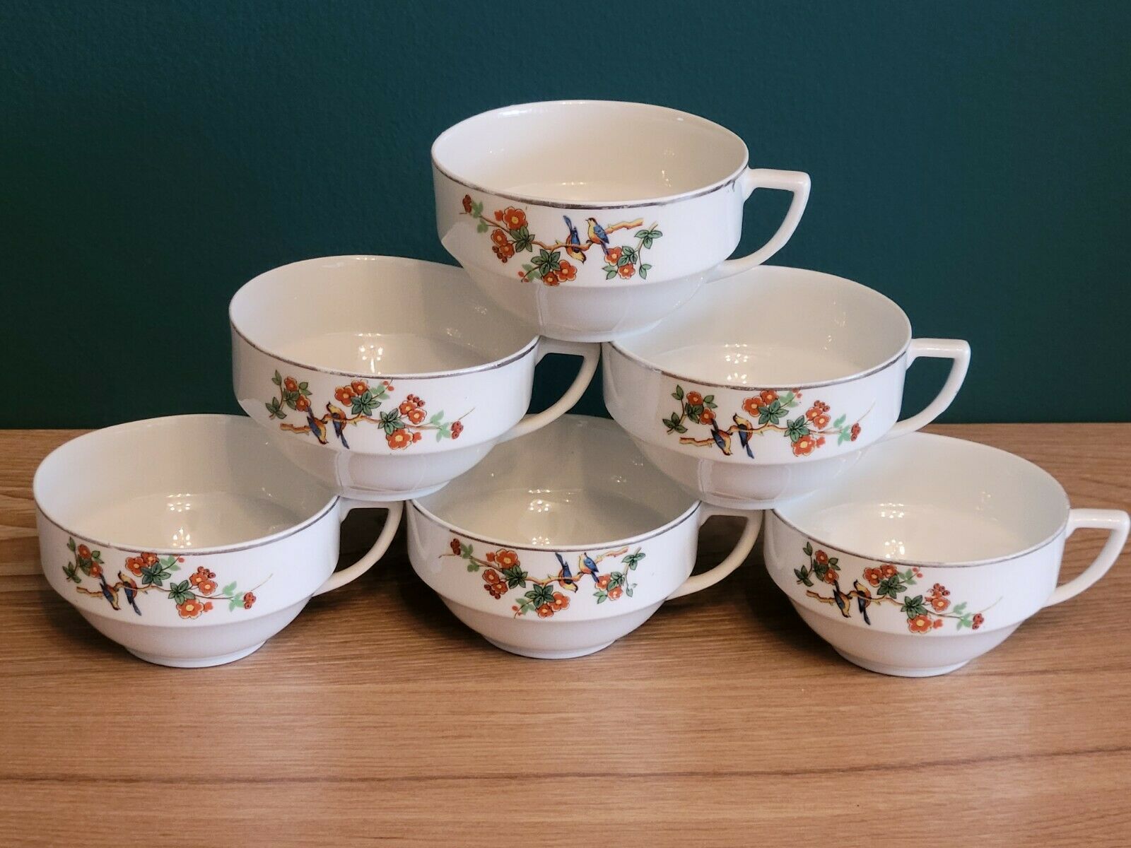 6 old coffee cups tea Raynaud R&C Cie company Limoges France
