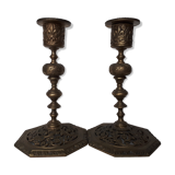 Paire de bougeoirs en bronze