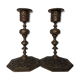 Pair of bronze candle holders