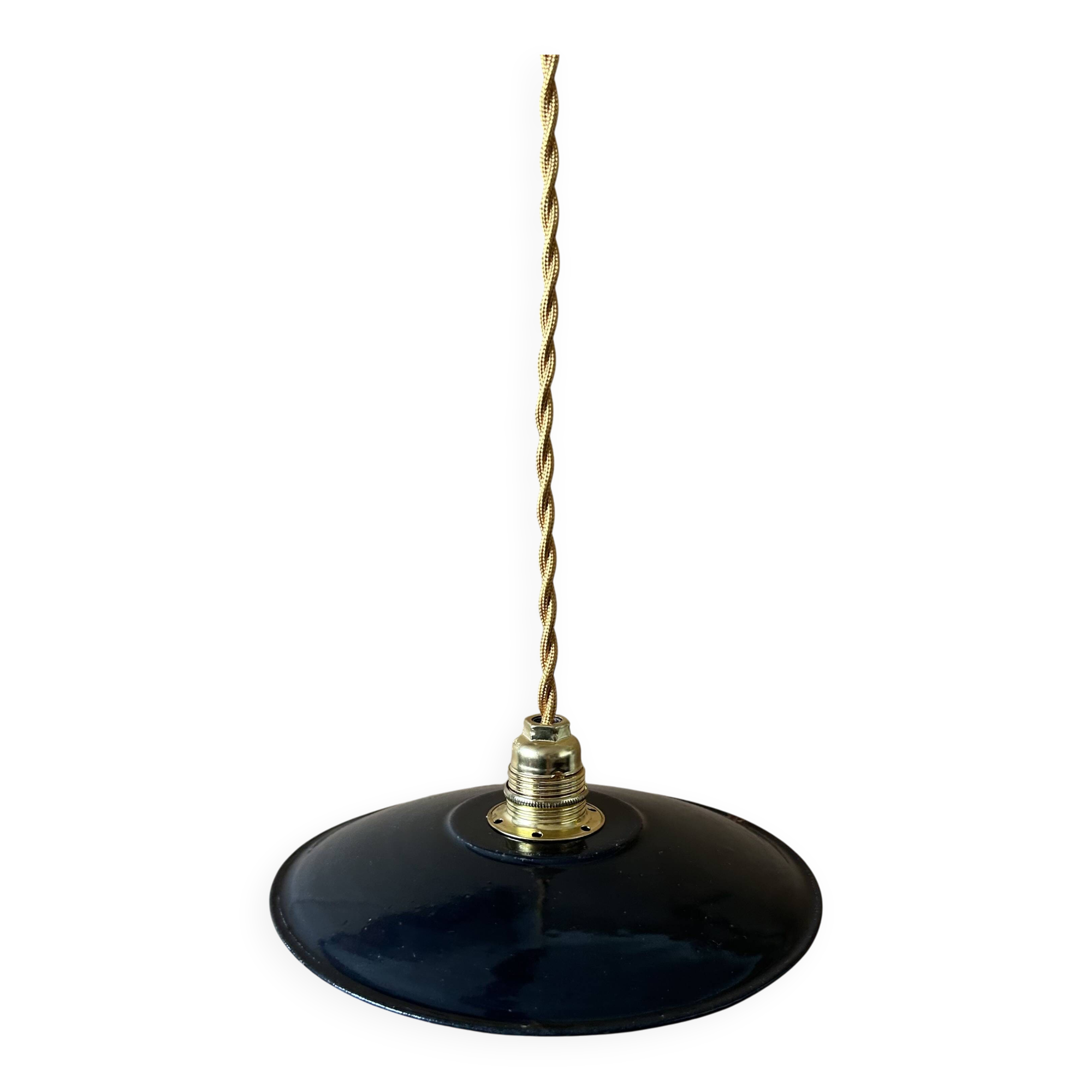 Suspension industrielle noire ancienne D19,5cm