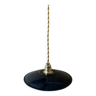 Suspension industrielle noire ancienne D19,5cm