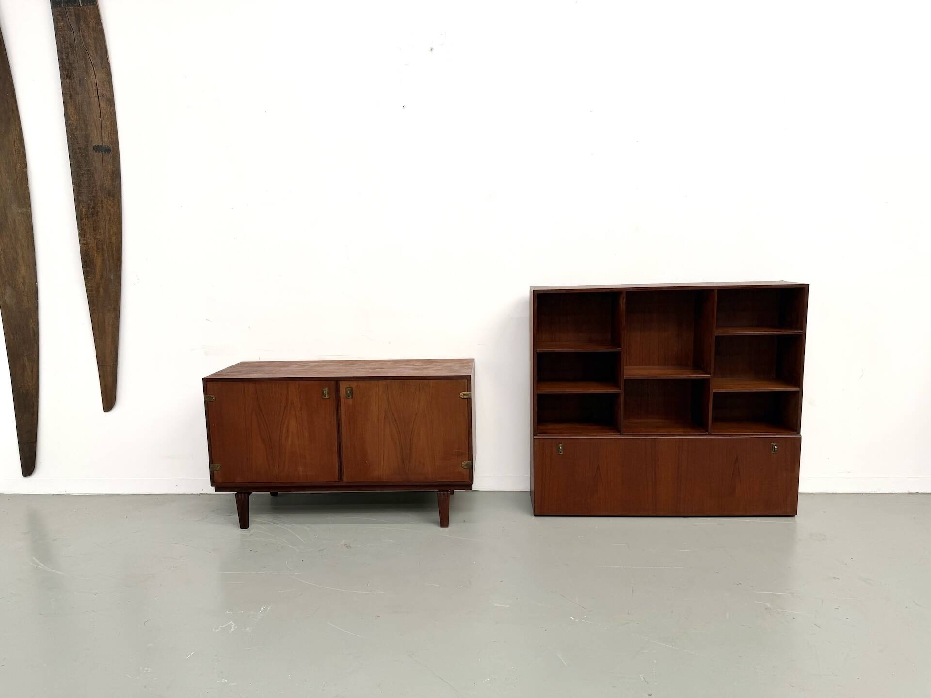 Teak and brass bookshelf designed by Peter Løvig Nielsen, CI.