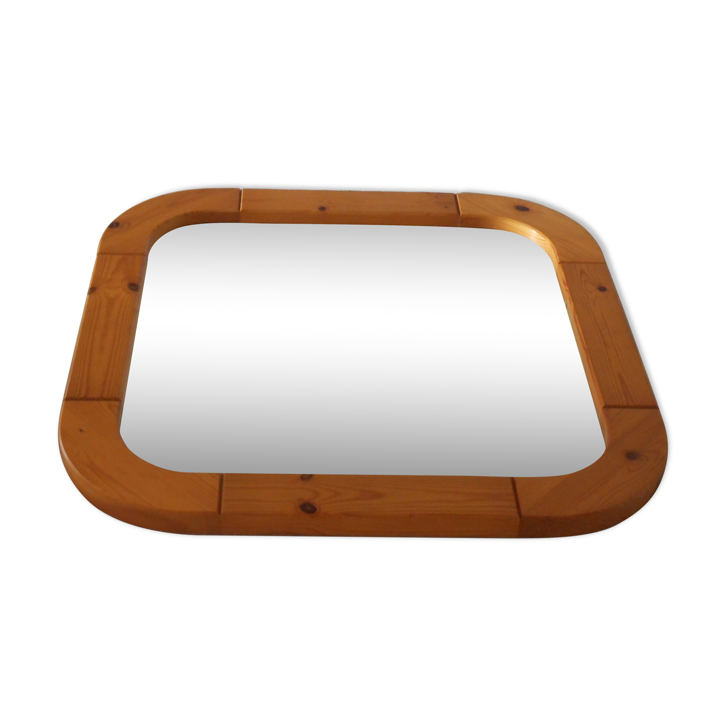 Wood square mirror vintage tour 64x64cm
