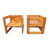 Fauteuils de table pour enfants en pin attribuées à Marcel Gascoin, France, années 1970, ensemble de 2.