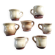 Set of 7 vintage stoneware yellow coffee cups
