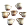 Set of 7 vintage stoneware yellow coffee cups