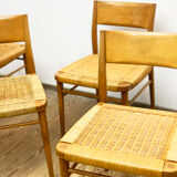 Mid century cherry wood dining chairs by Georg Leowald for Wilkhahn, Set of 4, Germany,1950s