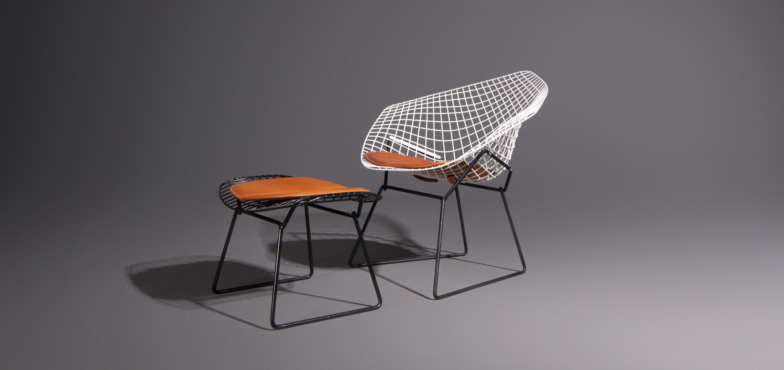 Diamond armchair with ottoman by Harry Bertoia for Knoll International