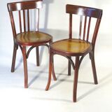 Two Baumann No. 43 bistro chairs from 1950, two-tone