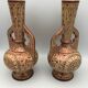 Pair of vases in faïence hispano mauresque decoration arabasques irise reflections metal