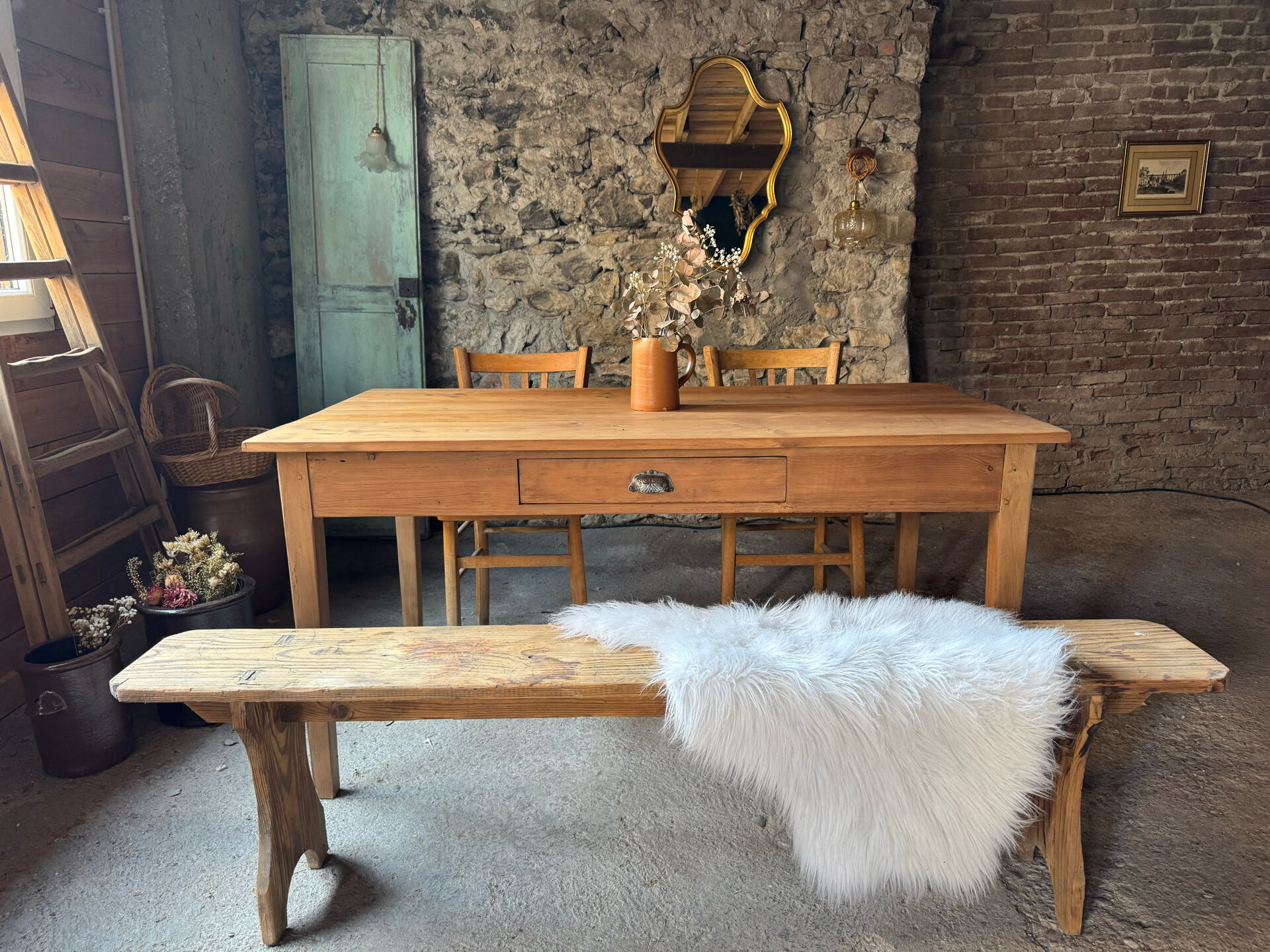 Old solid wood table
