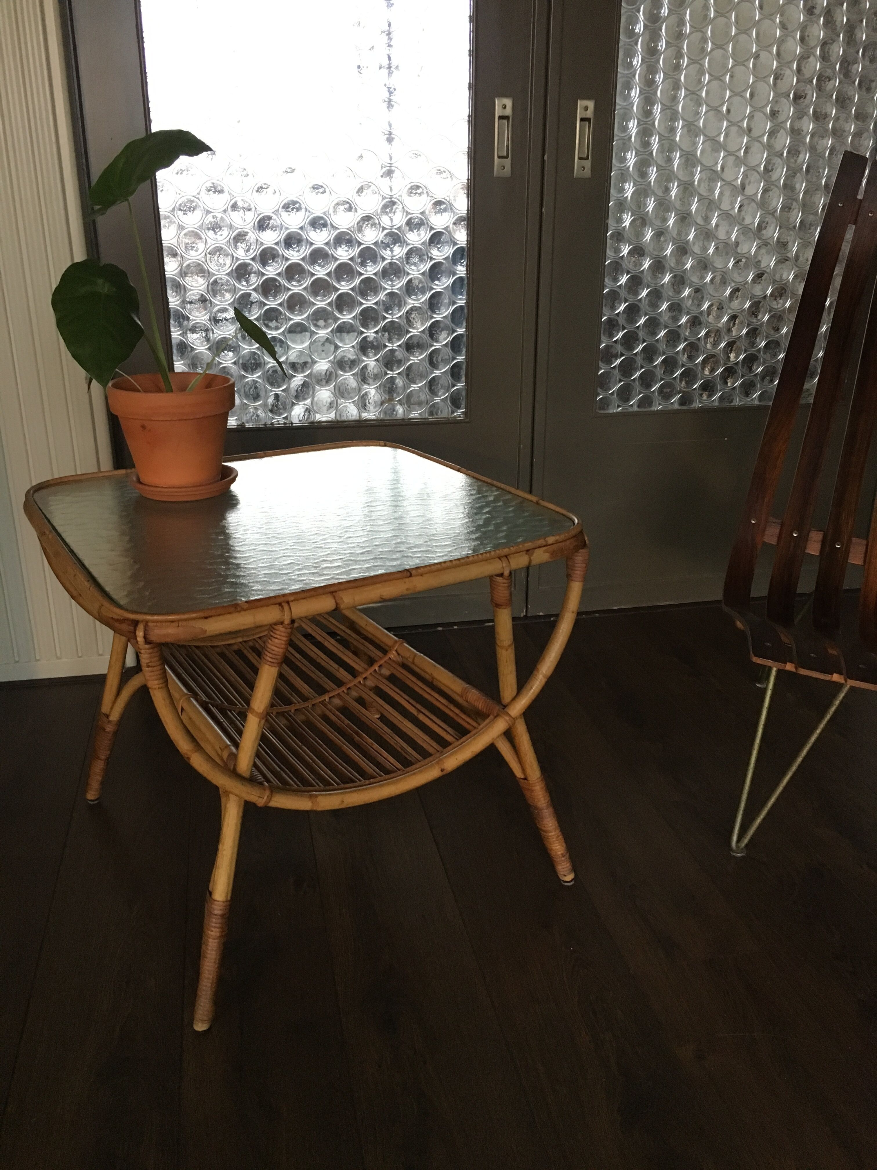 Rattan side table by Dirk van Sliedrecht for Rohé Noordwolde, 1950