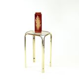 Table d'appoint haute en métal avec plateau en verre, Tchécoslovaquie, années 1970