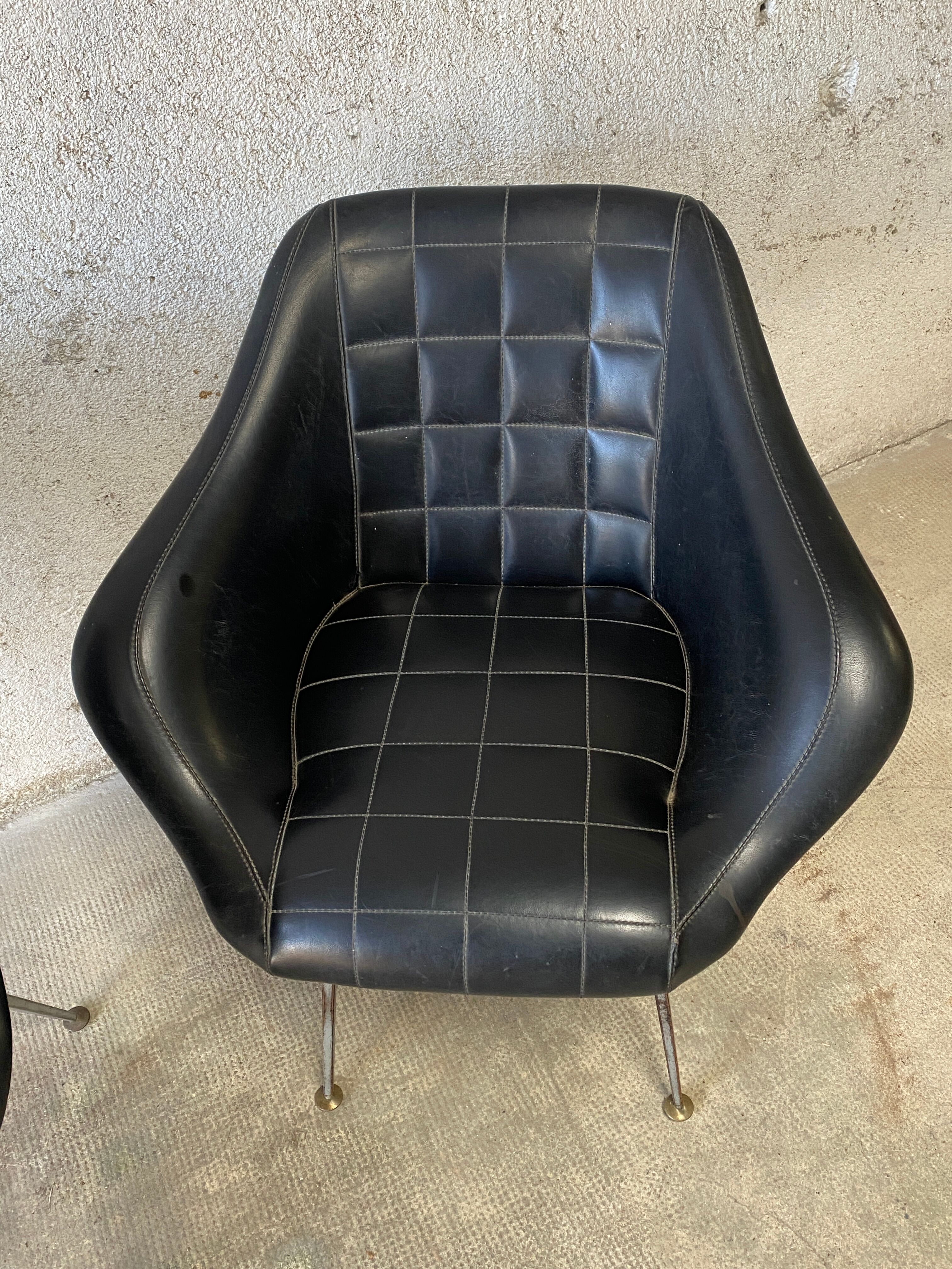 Pair of upholstered armchair year 60
