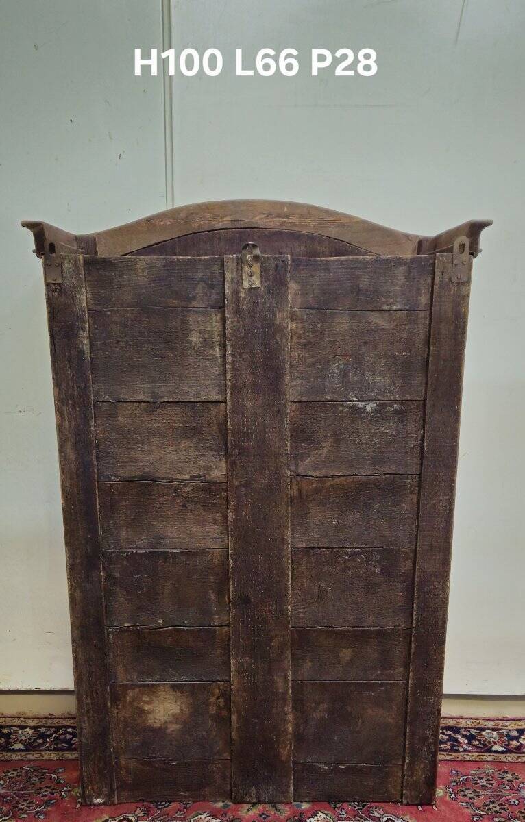 Antique Louis XV display cabinet with geometric marquetry decoration.