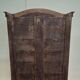 Antique Louis XV display cabinet with geometric marquetry decoration.
