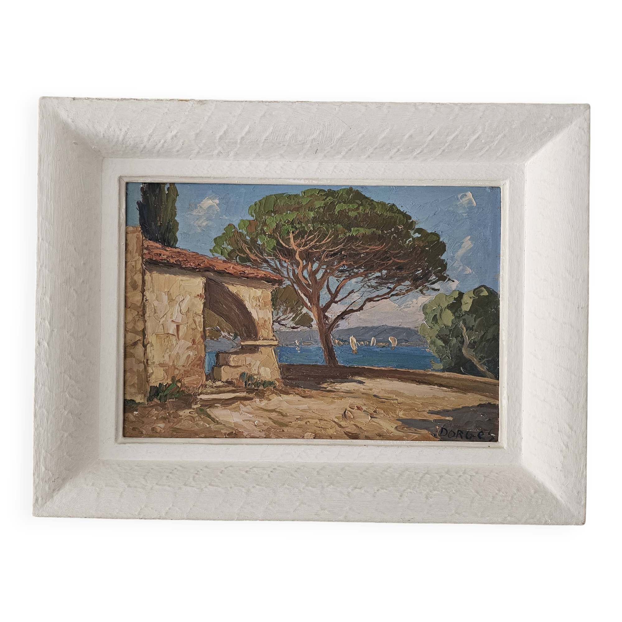 Oil on Panel - Marine Landscape of the Provençal Riviera signed D