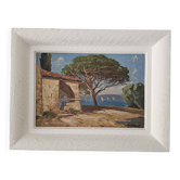Oil on Panel - Marine Landscape of the Provençal Riviera signed D