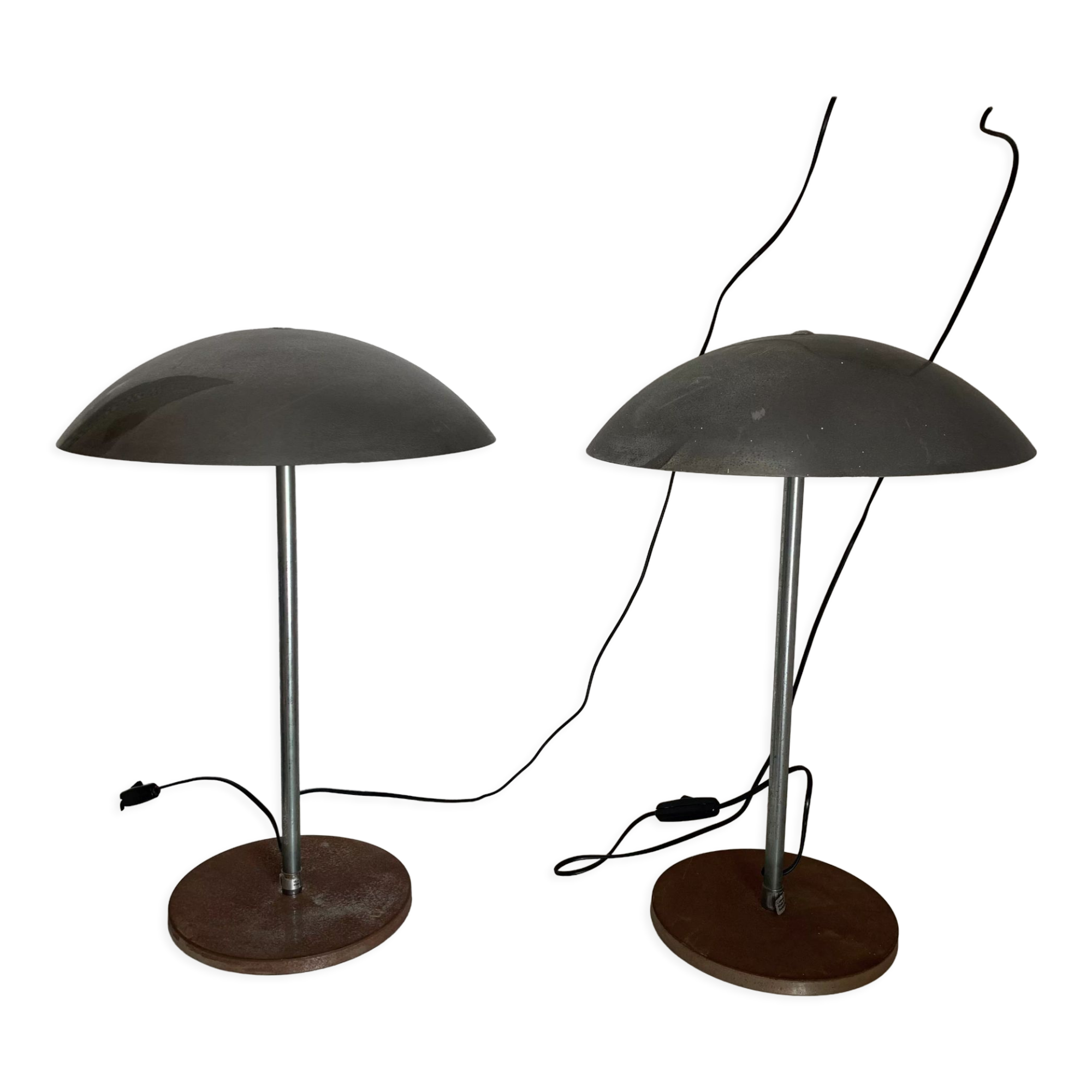 Pair vintage lamps 1970 table Lumess Switzerland - 51 cm