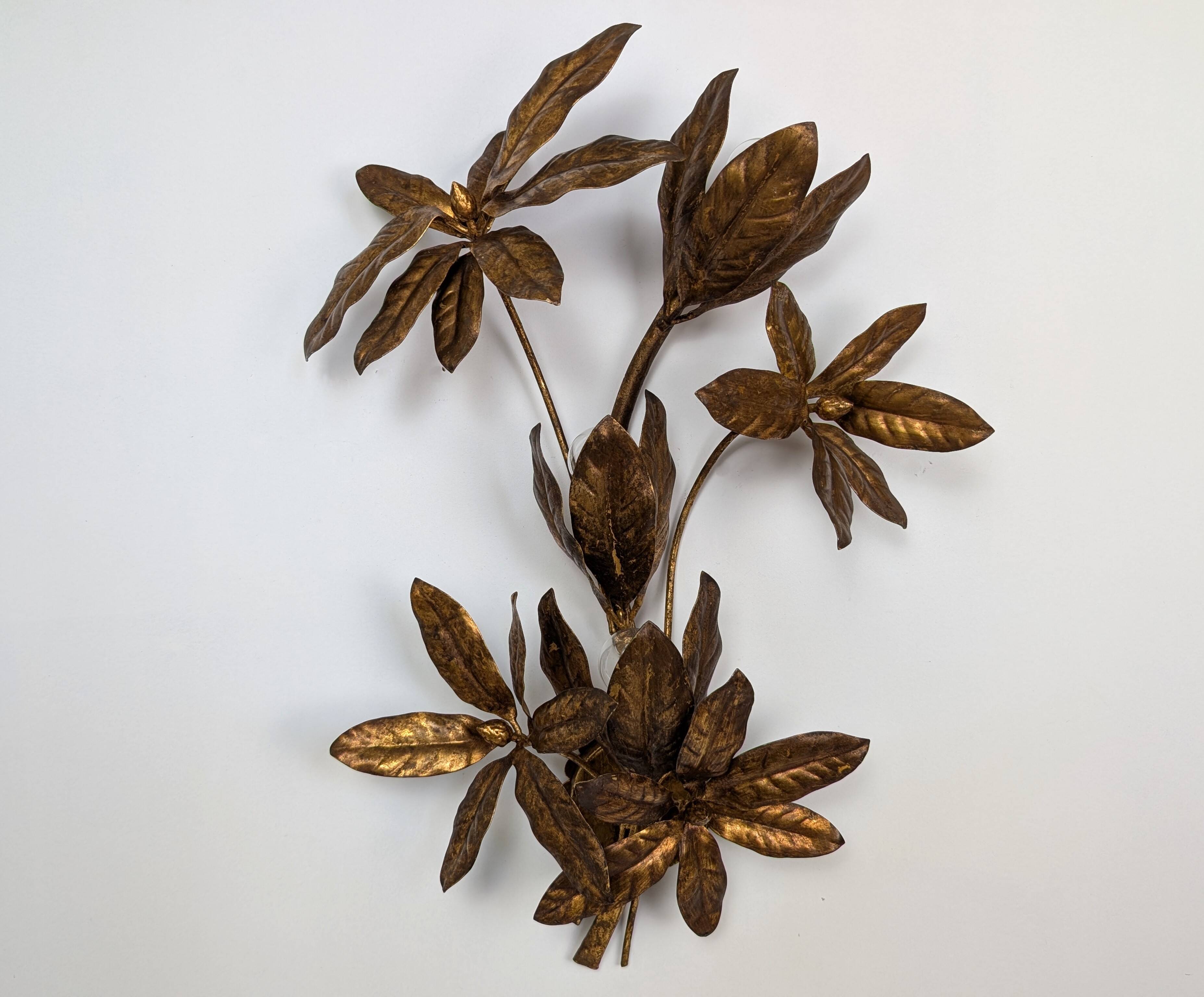 Golden leaf wall light 1970