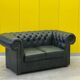 Vintage Green Leather Chesterfield Sofa: Two Seater