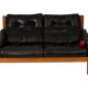 Pierre Chapo. S22 two-seater sofa, in elm and black leather. 1970