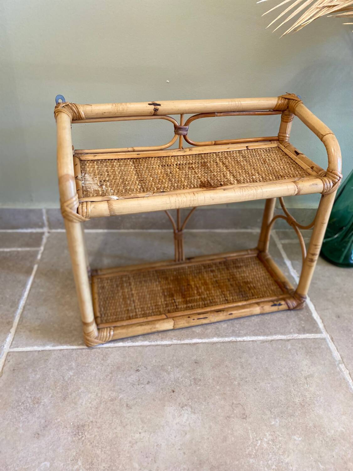 Vintage rattan shelf