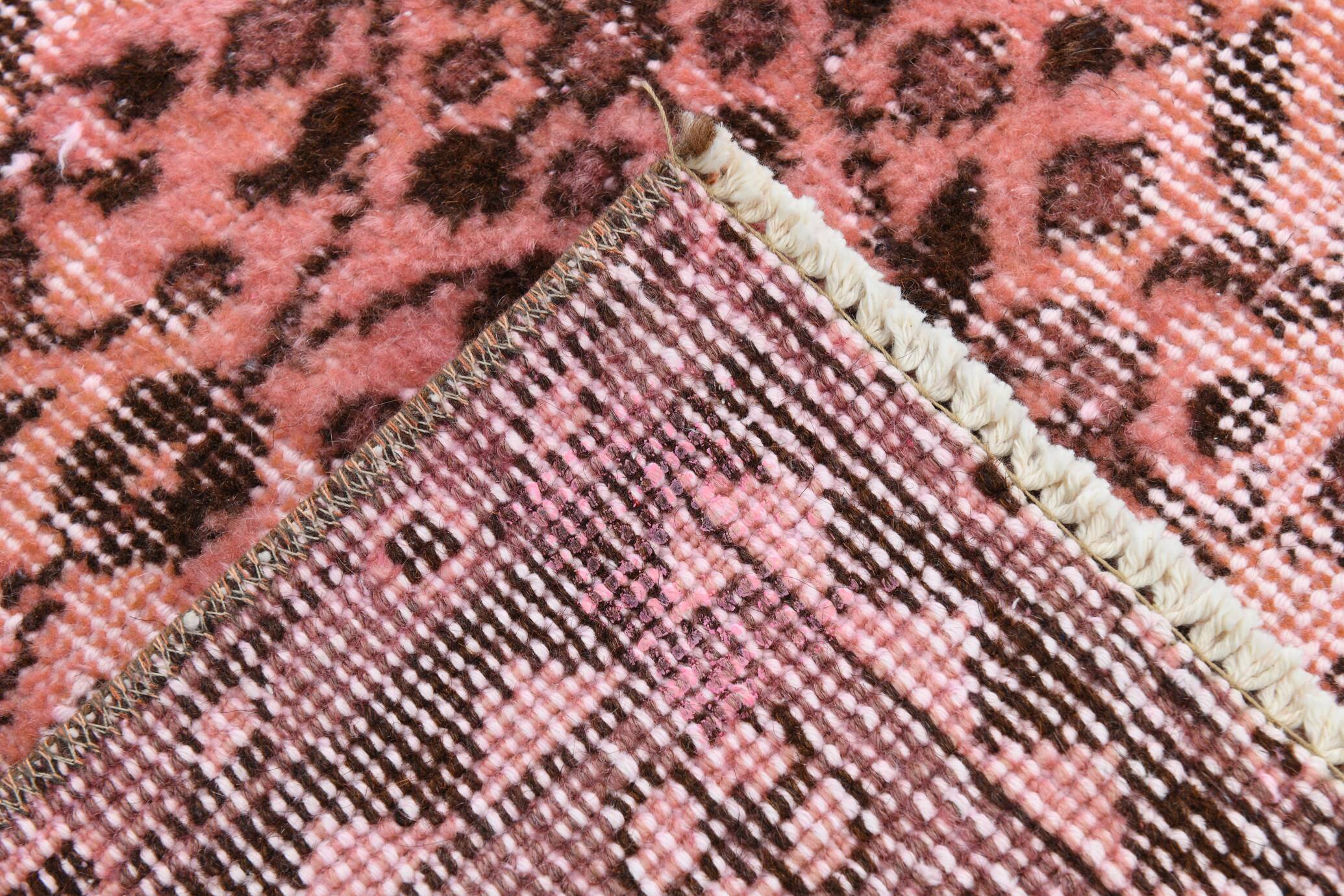 Vintage Pink & Brown Bordered Style Rug, 203x299Cm