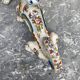 Pair of dragon candlesticks in Desvres earthenware, Rouen