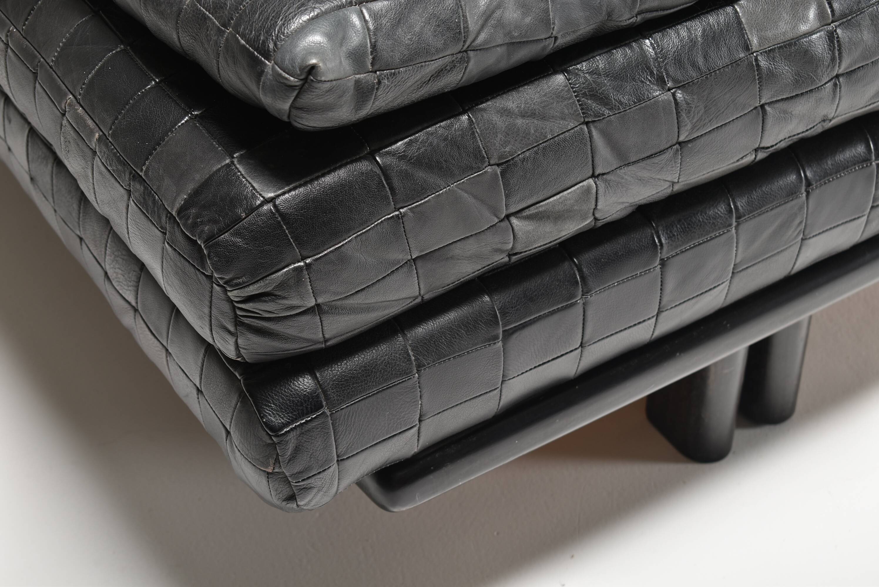 Convertible leather patchwork sofa