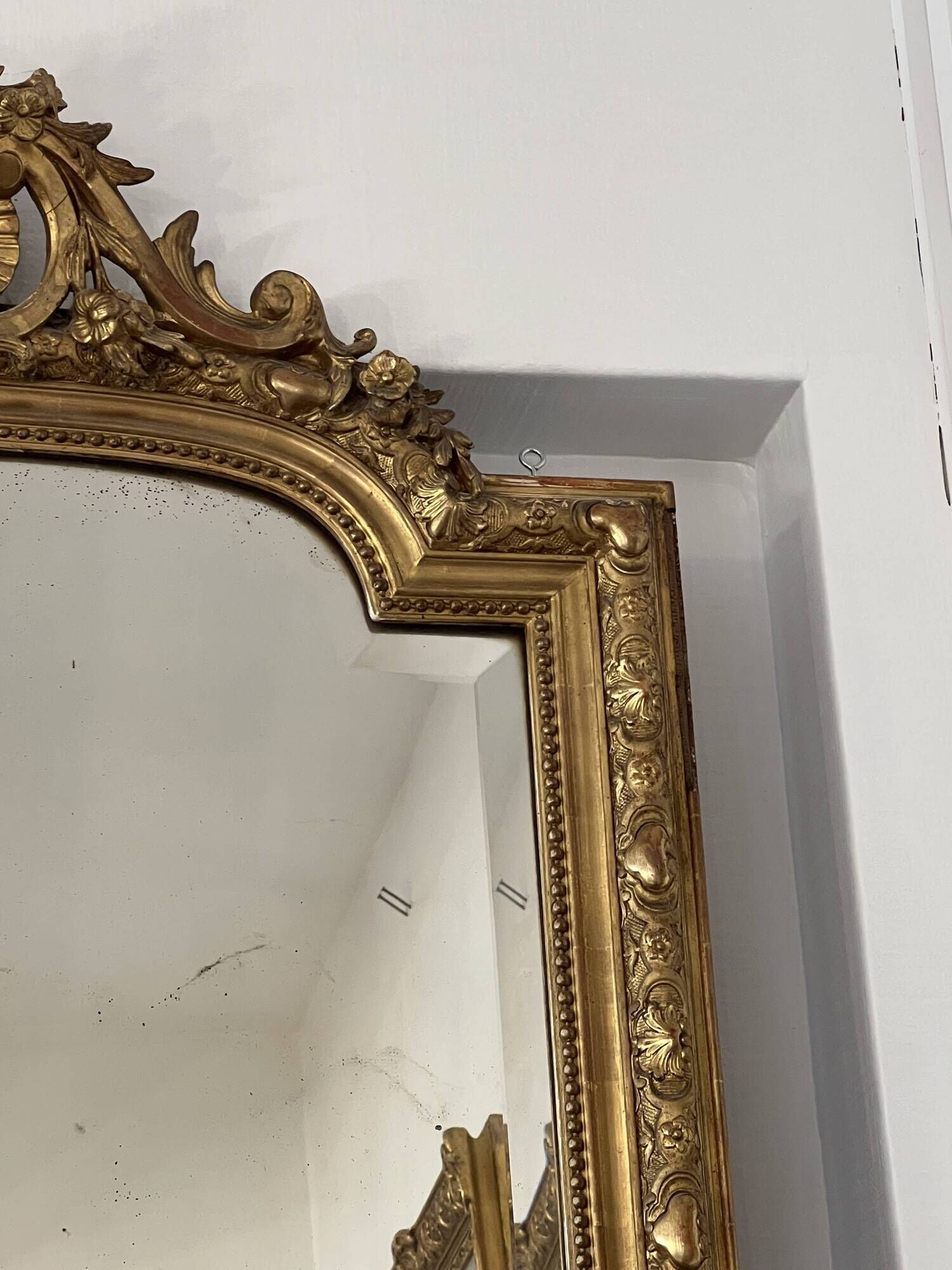 Antique mirror in wood and gilded stucco, Louis XV style, 19th century