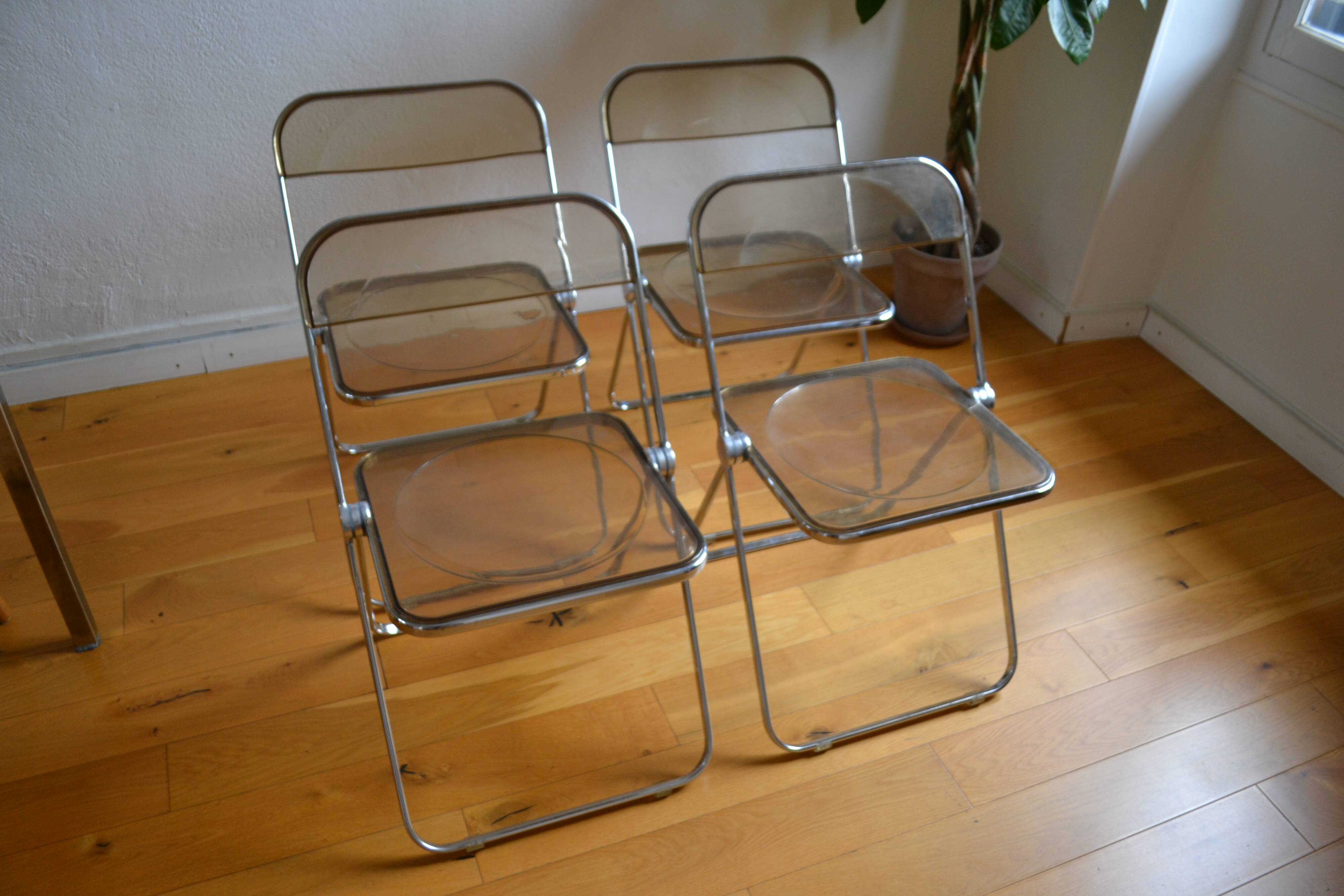 4 chaises Plia by Giancarlo Piretti @ castelli circa 1970