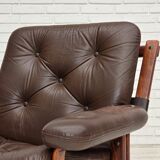 1970s, Norwegian armchair by Jon Hjortdal, furniture leather, bent wood.