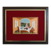 Naive painting "Lunch Table" by Ivan Lacković Croata, 1961