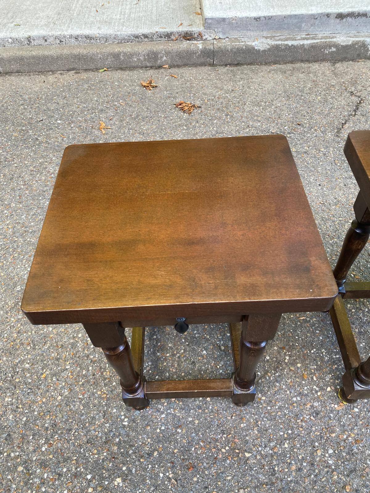 Pair of rustic wooden bedside tables - Spanish style side table