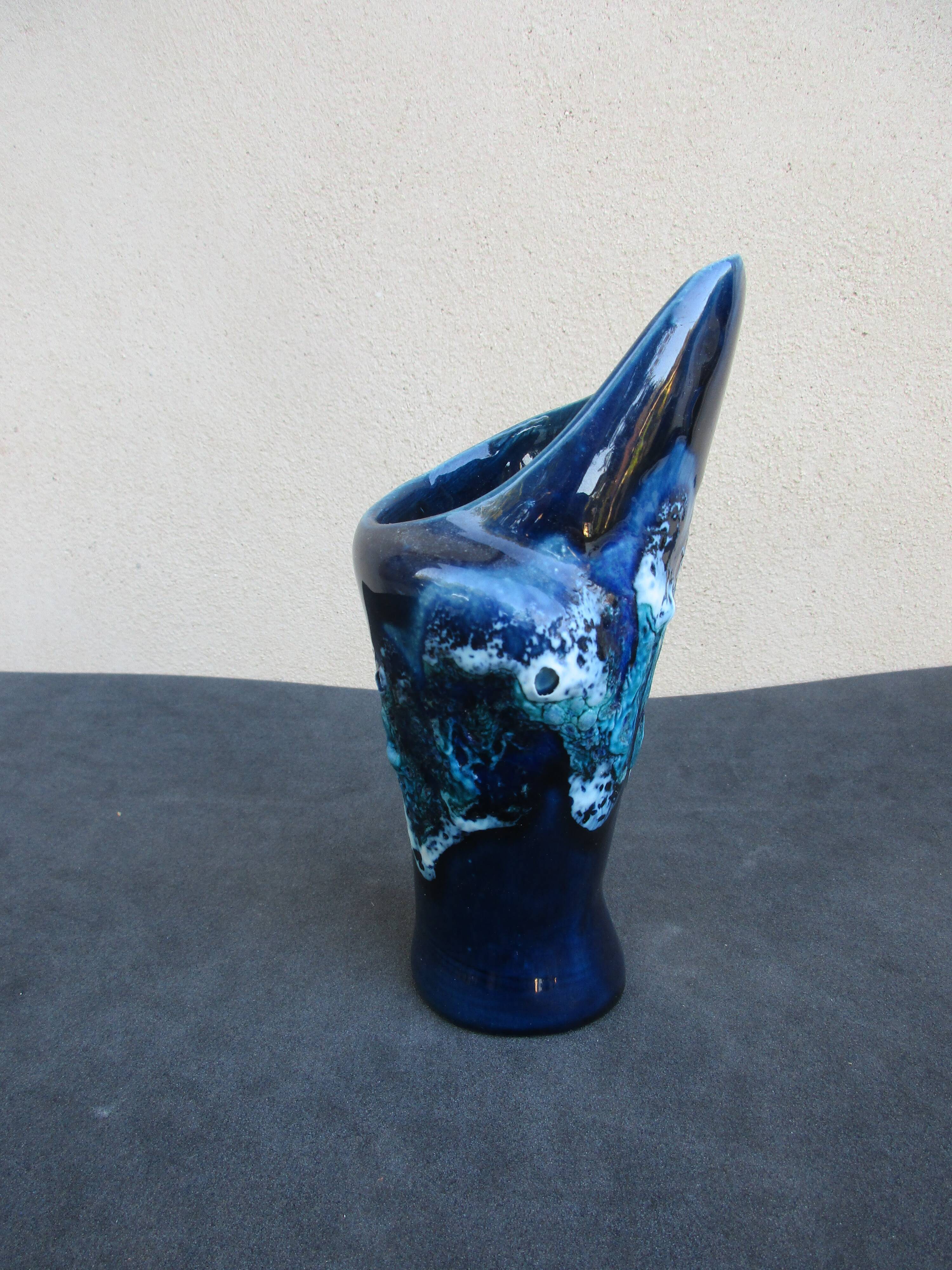 VASE SOLIFLOR VALLAURIS OR POT A PENS SHELL SHAPE