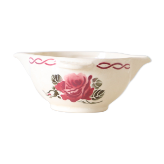 Saucière Badonviller ceramic, rose decoration, art deco, 1930, vintage French