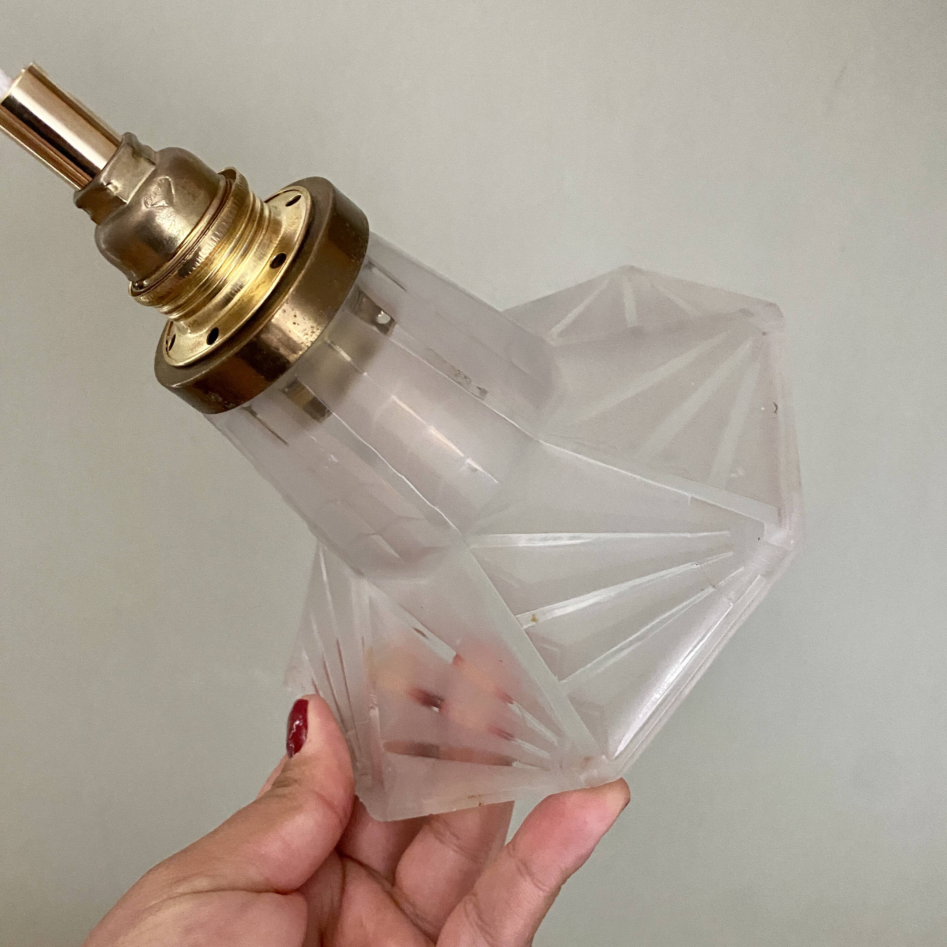 Vintage art deco frosted glass tulip pendant light