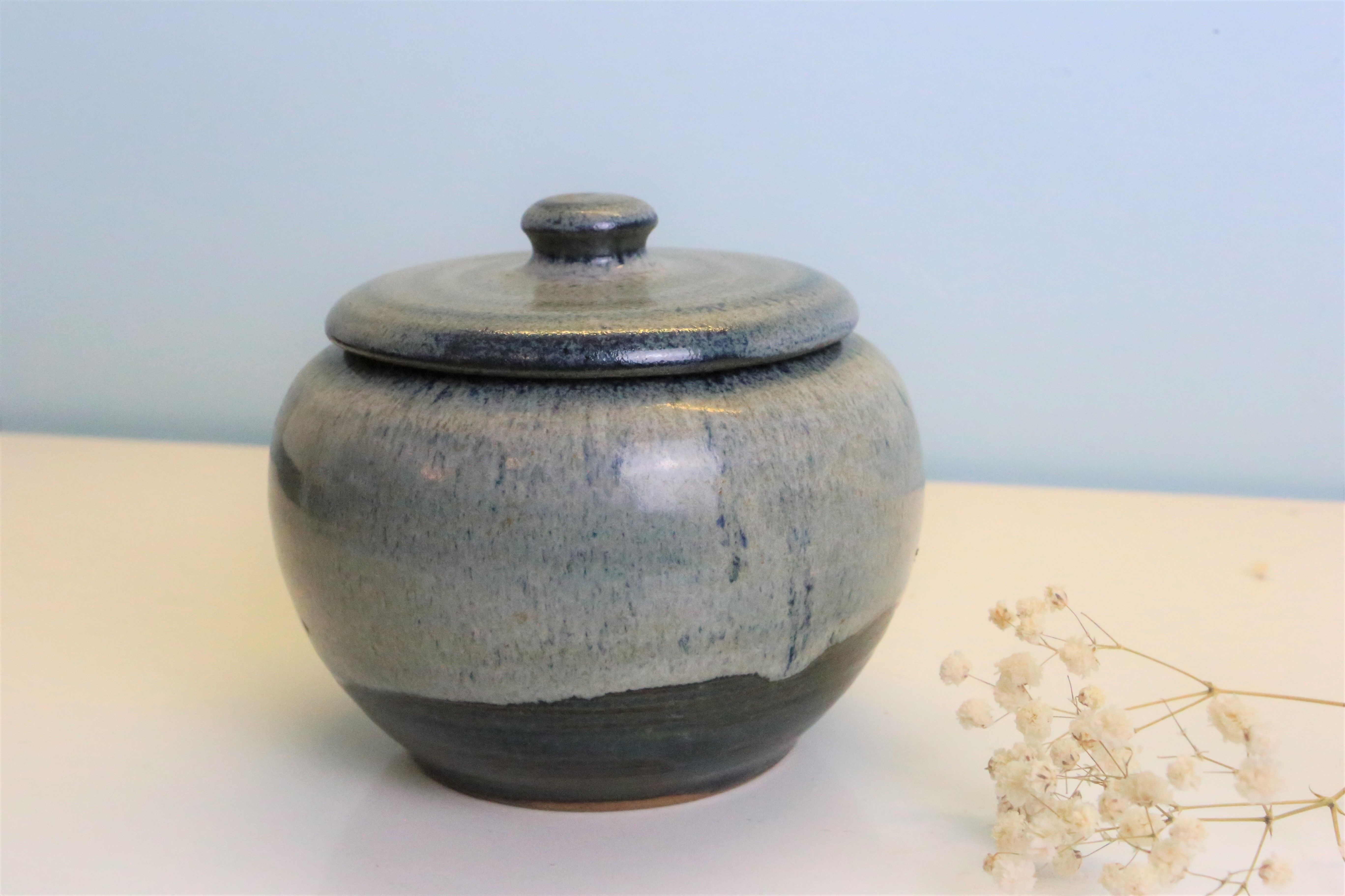 Sugar bowl, vintage pottery, French manufacture