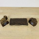 Vintage palm wood elephant salt and pepper shakers.