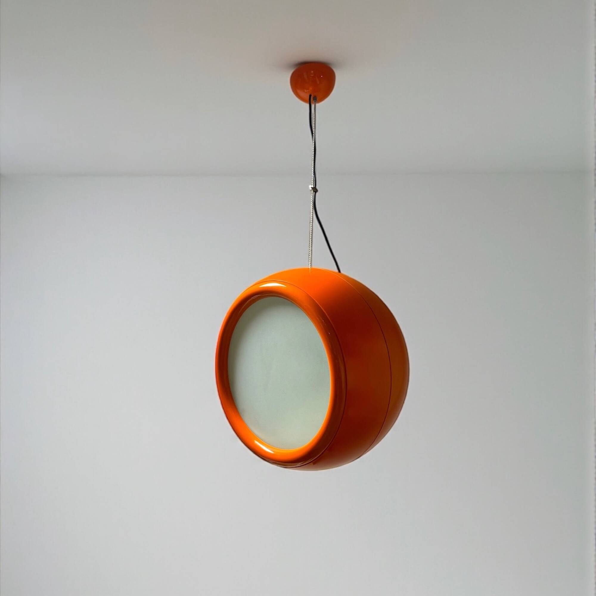 Orange Pallade Hanging Lamp by Artemide Space Age Design Icon