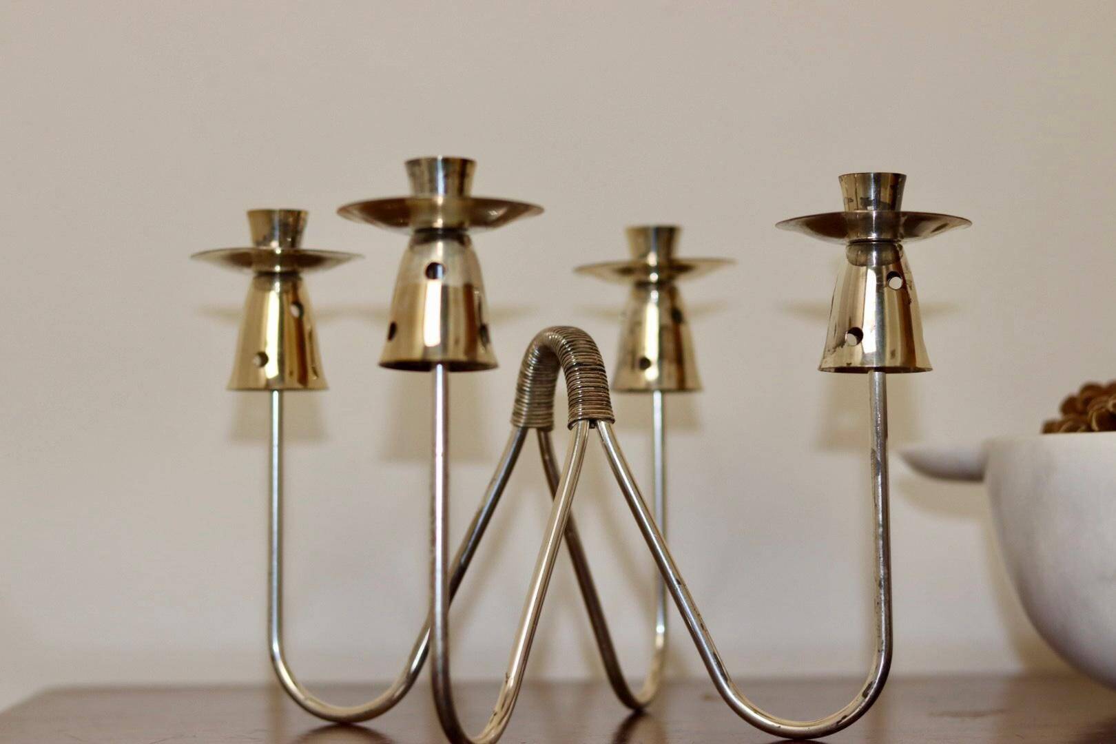 Chandelier suédois vintage en chrome