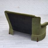 1960s, Danish 2-seater sofa, green furniture velour, beech wood.