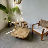 Table basse Roger Capron, modèle Herbiers en hêtre massif, format carré