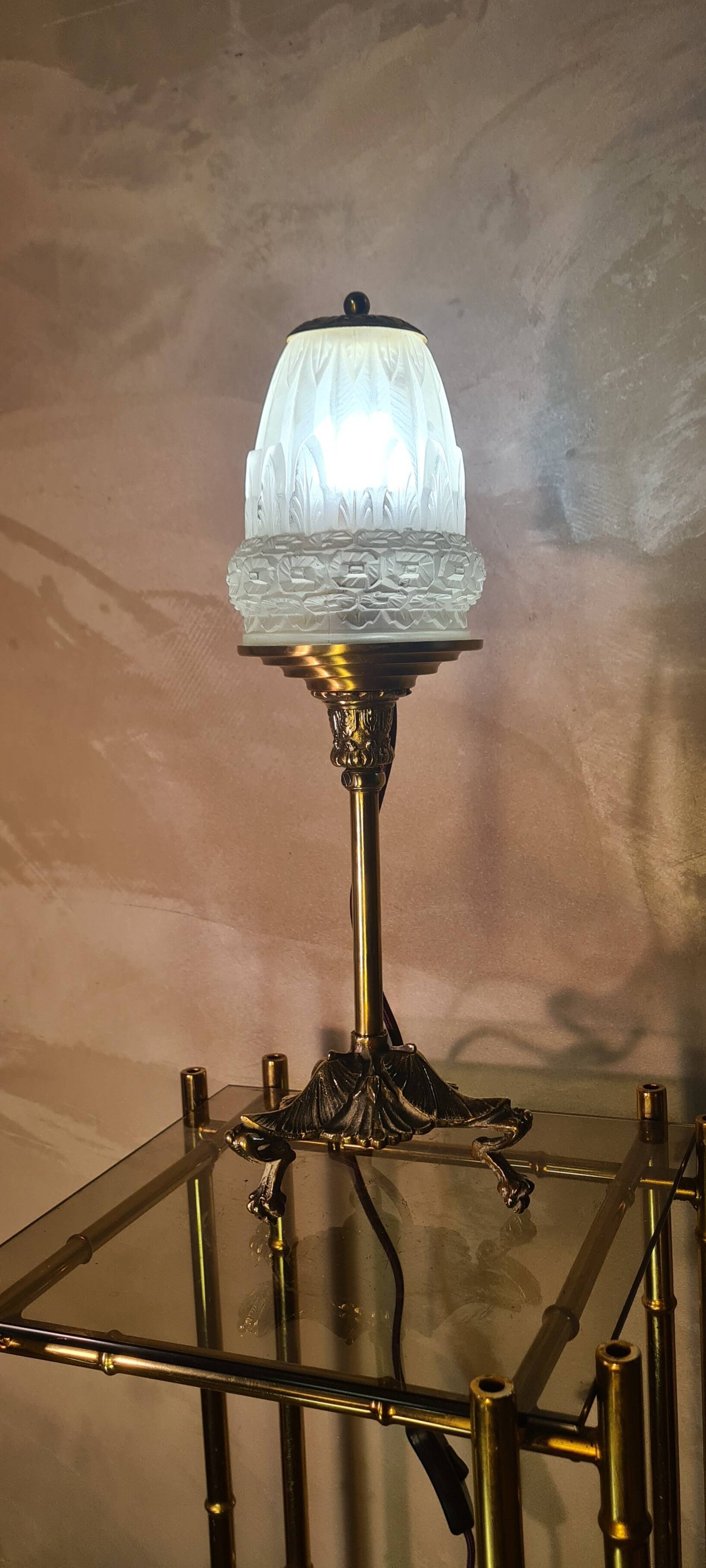 art nouveau lamp signed rolland paris style muller hettier and vincent 38x12