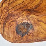 Plat brutaliste en bois d'olivier 1970
