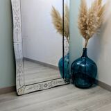 Large antique Venetian mirror – Murano flowers and engravings – 123 x 75 cm