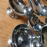 13 stainless steel ice cream cups + serving trolley